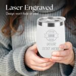 Personalized Your Text & Logo Wine Tumblers 12 oz. Laser Engraved Stainless Steel Vacuum Insulated Travel Mug with Lid, Custom Birthday Gift for Him, Her - Image 5