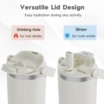 Navigate Stainless Steel Tumbler with Straw,30oz Leakproof Water Bottle with Handle,White - Image 3