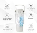 Navigate Stainless Steel Tumbler with Straw,30oz Leakproof Water Bottle with Handle,White - Image 4