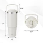 Navigate Stainless Steel Tumbler with Straw,30oz Leakproof Water Bottle with Handle,White - Image 6