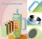 Whale Fountain Tumbler Water Bottle | 24oz Leakproof Sippy Cups for Adults and Kids | Stainless Steel Insulated Cup with Weighted Straw 2 Lids - Image 4