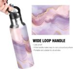 Kcldeci Pink Marble Sports Water Bottle 20 Oz Straw Lid Leak Proof Vacuum Insulated Stainless Steel Hot Cold Double Walled Thermo Mug Tumbler Travel Cup Standard Metal Canteen - Image 5