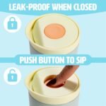 Tasty 12oz Insulated Stainless Steel Push Mug, Leak-Proof Lid with One-Hand Open/Close Button, Travel Coffee Cup, Double Wall Vacuum Flask, Aqua Blue - Image 3