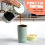 Tasty 12oz Insulated Stainless Steel Push Mug, Leak-Proof Lid with One-Hand Open/Close Button, Travel Coffee Cup, Double Wall Vacuum Flask, Aqua Blue - Image 4