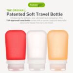 humangear GoToob+ 3-Pack (Medium) | Refillable Silicone Travel Bottle | Locking Lid | Food-Safe Material, Clear/Red/Orange, Medium (2.5 fl.oz.; 74ml) - Image 3
