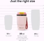Insulated 16oz Stainless Steel Tumbler Mug Leakproof Double Walled Vacuum Thermal Coffee Cup with 2-in-1 Straw & Lid, Cupholder-Friendly Travel Mug for Hot & Cold Drinks (Pink) - Image 3