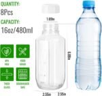 BIGIVACA 16 oz Glass Milk Bottles with Airtight Lids - 8 Pack Reusable Juicing Bottles with Capacity Marks - Square Drinking Jars Container for Juice, Coffee, Tea, Water - Image 3