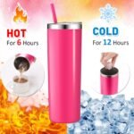 Mimorou 12 Pack Skinny Tumblers with Straws and Lids, 20 oz Stainless Steel Slim Double Wall Tumbler Vacuum Insulated Water Cup Travel Coffee Mug,12 Colors - Image 5