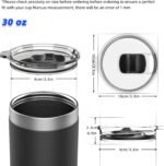 2 Pack Replacement Tumbler Lid for YETI 30 oz Tumbler, 14 oz Mug and 35 oz Straw Mug Replacement Cover with Magnetic Slider Switch (30oz, Black) - Image 3