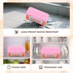 Bento Lunch Box for Kids With 8oz Thermo, Leakproof Bento Box with with 2 Compartments, Insulated Bottle, Lunch Bag, BPA Free Dishwasher Safe for School Girls Boys (Pink) - Image 4