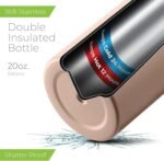 SIPX™ 20 oz Stainless Steel Insulated Water Bottle with Leakproof Lid & Carry Hook – Triple Insulated – Cold 24 Hours/Hot 12 Hours – Perfect for Gym, Work, Sports, Travel – Pink - Image 4