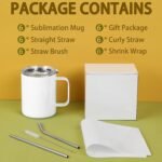 12 Oz Sublimation Coffee Mug Blanks With Handle, 6 Pack Stainless Steel Sublimation Coffee Tumbler, Individually Boxed, White - Image 3