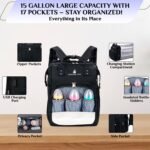 Diaper Bag Backpack, Waterproof Multifunctional Baby Diaper Bag w/Changing Station for Boys & Girls, USB Charging Port, Large Capacity Travel Baby Bag for Mom Dad w/Insulated Bottle, Black - Image 5