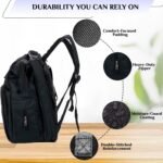 Diaper Bag Backpack, Waterproof Multifunctional Baby Diaper Bag w/Changing Station for Boys & Girls, USB Charging Port, Large Capacity Travel Baby Bag for Mom Dad w/Insulated Bottle, Black - Image 7