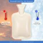 Hot Water Bottle with Cover for Pain Relif, Rubber Hot Water Bag 2L with Sleep Mask for Bed Neck Cramps Hot Compress Cute Fleece Blue Cover - Image 3