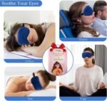 Hot Water Bottle with Cover for Pain Relif, Rubber Hot Water Bag 2L with Sleep Mask for Bed Neck Cramps Hot Compress Cute Fleece Blue Cover - Image 6