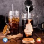 32oz Glass Cup with Lid and Straw, Embossed Beaded Glass Tumbler with Handle Bamboo Lid and Straw for Whiskey Cocktail Beer, Iced Coffee, Hot/Cold Drinks - Image 4