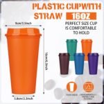Domensi 30 Pack Reusable Coffee Cups with Lids 16 oz Disposable Travel Cups Bulk Plastic to Go Coffee Tumblers for DIY Hot Cold Drink Party Favors Coworker, Microwaveable (Colorful) - Image 3