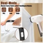 Vacuum Steamer for Clothes, 3200Pa Suction Handheld Clothes Steamer, Dual Mode, LED Display, Portable Travel Steamers for Clothes, Steaming & Ironing 2 In 1, 160ml Water Tank (for 110-120V) - White - Image 5