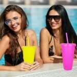 Suertestarry Tumbler with Straw and Lid,Water Bottle Iced Coffee Travel Mug Cup,Reusable Plastic Cups,Perfect for Parties,Birthdays… (Sparkling Glitter, 5pack) - Image 6