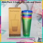 Suertestarry Tumbler with Straw and Lid,Water Bottle Iced Coffee Travel Mug Cup,Reusable Plastic Cups,Perfect for Parties,Birthdays… (Sparkling Glitter, 5pack) - Image 8