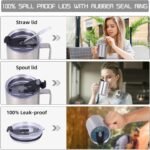 Volhoply 12oz Insulated Leakproof Coffee Mug with Flip & Straw Lid Bulk 8 Pack,Double Wall Vacuum Stainless Steel Travel Tumbler Cup with Handle,Reusable Camping Keep Cold/Hot(Silver,8 Set) - Image 5