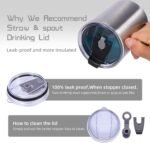 Volhoply 12oz Insulated Leakproof Coffee Mug with Flip & Straw Lid Bulk 8 Pack,Double Wall Vacuum Stainless Steel Travel Tumbler Cup with Handle,Reusable Camping Keep Cold/Hot(Silver,8 Set) - Image 6