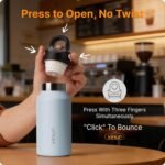 Vinur 9 oz Small Insulated Water Bottle with One-Hand Push Button Lid for Lunchbox Purse-Stainless Steel Leak Proof Water Bottle for Kids School Travel, Blue - Image 3