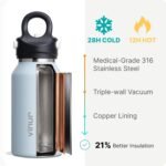 Vinur 9 oz Small Insulated Water Bottle with One-Hand Push Button Lid for Lunchbox Purse-Stainless Steel Leak Proof Water Bottle for Kids School Travel, Blue - Image 4