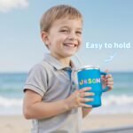 Bella's Friends Handy Mini Tumbler – Adorable 9 oz Toddler Sippy Cup, Stainless Interior & Silicone Body, Leak‑Proof, Dishwasher Safe, Gift for 1-3 Years Old Girls&Boys, 2 Pack, Azure Blue&Seafoam - Image 3