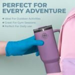 Tumbler with Handle and Straw Lid, Insulated Cup Reusable Stainless Steel Water Bottle Travel Mug, Modern Cupholder Friendly Vacuum Sealed Tumbler for Water, Iced, Tea & Coffee (Lilac, 40 OZ) - Image 7