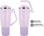 Matte 40 oz tumbler with handle and straw - Leak Proof Tumbler - Insulated Tumblers - Stainless Steel Tumbler - Hot and Cold Drinks - tumblers for women (Pink, 40oz) - Image 3