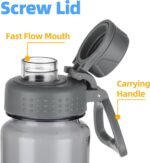 OLDLEY 32 oz Water Bottle, Sports Tritan Water Bottle with Carry Handle and Spout Lid, Leakproof & BPA Free Large Water Bottles for Home,Travel, School, Outdoors, Gym, Gray - Image 3