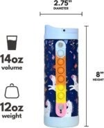 Elemental Iconic Kids Water Bottle for School - 100% Leak-Proof Insulated Water Bottles with Straw Lid & Pop-It Handle for Boys & Girls - Triple-Wall Insulated & BPA-Free, 14oz – Unicorn - Image 6
