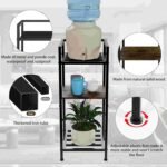 Water Dispenser Stand 5 Gallon Water Jug Holder 3-Tier 32'' Metal with Wood Jug Holder for 1-5 Gallon Water Bottles/Crocks and Plants Floor Stand (3-Tier(1 Wood+ 2 Metal)) - Image 3
