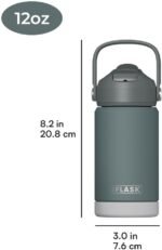 12oz Kids Water Bottle with Straw Lid | 100% Leak Proof | Insulated Stainless Steel Double Walled Thermos | BPA and Sweat free | Hot & Cold (Gray) - Image 3