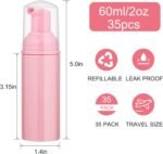 35 pcs 2oz (60ml) Foam Soap Dispensers Mini Plastic Refillable Travel Bottles with Pump for Hand Sanitizer Lash Shampoo Castile Liquid Pink - Image 3