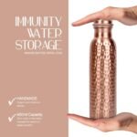 PRECIOSO Pure Copper Diamond Cut Hammered Water Bottle 950 ml – Leak proof Ayurvedic hydration for Yoga, Office & Travel | Eco Friendly Daily Use - Image 3