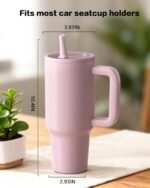 Traveler 40 oz Insulated Water Bottle with Handle & Flip Straw,Fits in Cup Holder,Leak Resistant Tumbler,Stainless Steel Base,Reusable Gifts for Women & Men - Image 3