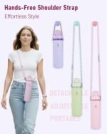 24 oz Insulated Water Bottle with Shoulder Strap, Stainless Steel Tumbler with 2-in-1 Straw & Spout Lid, Fashion Water Flask for Women & Girls. Keep Cold 24H / Hot 12H, BPA Free (Light Purple, 24 oz) - Image 4