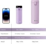 Small Insulated Water Bottle with Push-Button Lid – 7.5oz/220ml Mini Flask, Leakproof Mini Water Bottle for Coffee, Milk, Travel, School & Office Use(Violet & Black) - Image 3