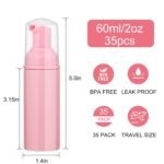 50 pcs 2oz/60ml Foam Pump Bottle Lash Shampoo Bottles Travel Foam Pump Bottle Empty Pink Plastic Refillable Mini Soap Dispenser for Hand Sanitizer Liquid (Pink) - Image 3