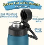 GOPPUS 15 Oz Kids Insulated Water Bottle with Spout Lid, Stainless Steel Double Wall Vacuum Cup, Leakproof, BPA Free, Suitable for Boys and Girls（Navy Blue） - Image 3