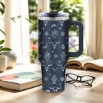 DUUV Western Gifts for Cowboy, Engraved Sheep Head Tumbler for Men, Cow Tumbler for Cowboy Western Lovers, Birthday Gifts for Christmas Thanksgiving, 40 Oz Tumbler with Handle, 1PCS - Image 3