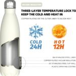 WATERSY Stainless Steel water bottles,17oz/500ml Insulated Water Bottles,Cream White metal water bottle Keeps Drink Cold and Hot,BPA Free kids water bottles for School,Gym,Travel,Sports - Image 3
