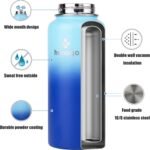 32 oz Powder Coated Double Wall Vacuum Insulated Sports Water Bottle, 18/8 Stainless Steel Wide Mouth Thermal Flask with Straw Lid & Spout Lid, Leak Proof, BPA Free (Blue Navy 32 oz) - Image 4