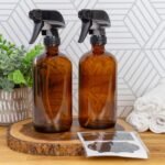 Cornucopia Brands 16oz Amber Glass Spray Bottles w/Reusable Chalk Labels (2 Pack), Heavy Duty Mist & Stream 3-Setting Sprayer; Great for Essential Oils - Image 3