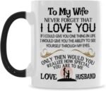 Funny Heat Reveal Changing Color Cup 11 Ounce Ceramic Cup, To My Wife Never Forget That I Love You Coffee Mug or Office Tea Cups For Wife Birthday, Valentine, Wedding Mug - Image 3