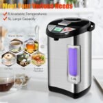 FANTASK 5L Water Boiler and Warmer, Stainless Steel Hot Water Dispenser w/Safety Lock, 5 Temperature Settings, Timer function, Instant Electric Thermo Pot for Coffee Tea - Image 4
