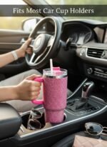 THIRSTEE 40 oz Rhinestone Tumbler with Lid and Metal Straw, Hot Pink Insulated Stainless Steel Cup, Leak Proof Travel Mug, Sparkly Water Bottle for Women, Collectible Gift for School, Work, Gym - Image 6